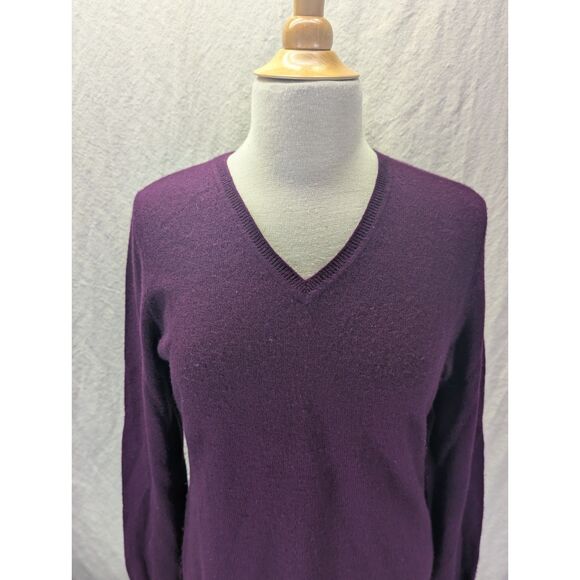 100% Cashmere long sleeve v neck sweater plum size large - Picture 5 of 9